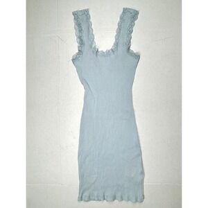 H&M Y2K Divided Baby Blue Ribbed Lace Trim Tank Dress XS Bodycon